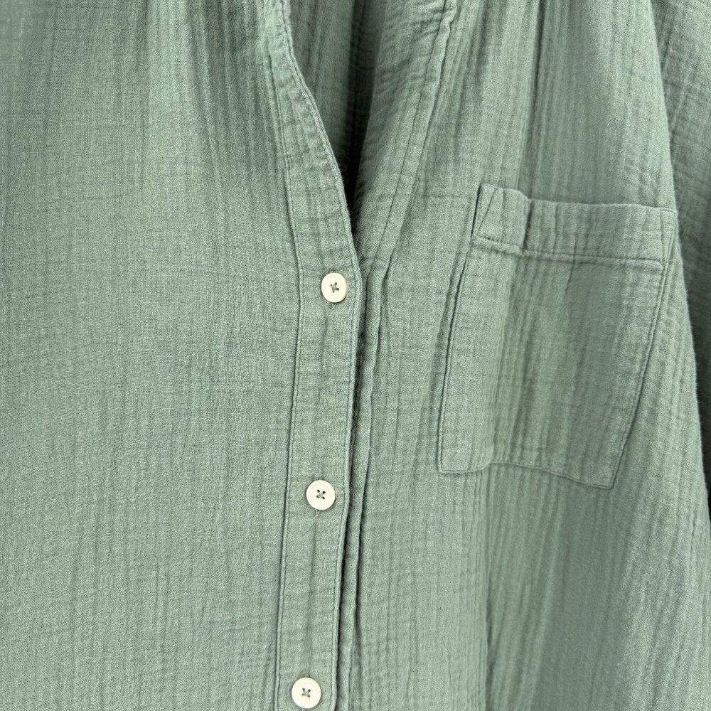 Madewell Lightspun Green Cover-Up Maxi Shirt Dress M Gauze Pool Beach Travel - Picture 5 of 10